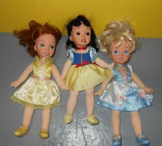 2006 Playmates Disney Princess Snow White Belle Cinderella Plush Vinyl Dolls