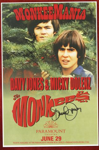 The Monkees Autographed Concert Poster 2002 Davy Jones And Micky Dolenz