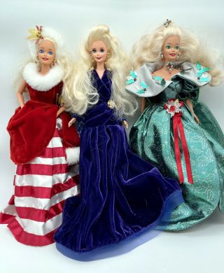 3 Vintage Barbie Dolls - 1966,  Special Edition,  Happy Holidays,  90’s Release