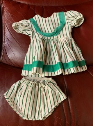 Vintage Tagged Green/white Striped Dress Set For 16 In.  Terri Lee Doll - - - No Doll