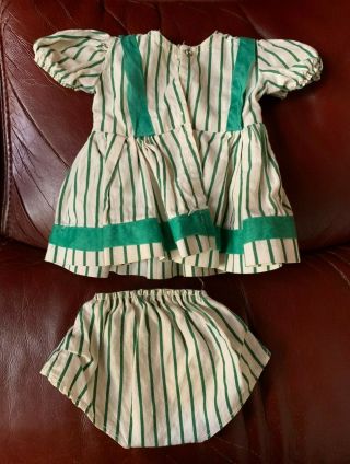VINTAGE TAGGED GREEN/WHITE STRIPED DRESS SET FOR 16 IN.  TERRI LEE DOLL - - - NO DOLL 2