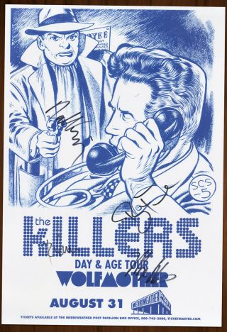The Killers Autographed Gig Poster Mark Stoermer,  Brandon Flowers,  Dave Keuning