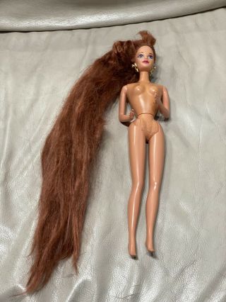 Mattel Jewel Hair Mermaid Barbie Doll Midge Long Red Hair For Ooak Needs Tlc
