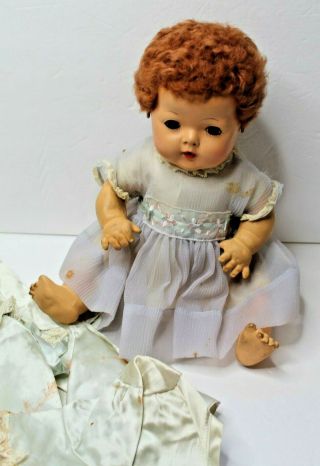 Vintage Effanbee Rubber Dy Dee Baby Doll 15 " Sleep Eyes Curly Hair - As Found
