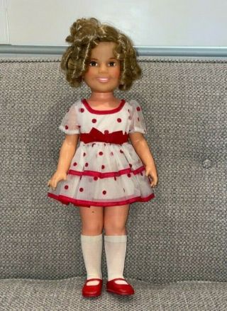 1972 Shirley Temple Doll With Polka Dot Dress 16 Inch