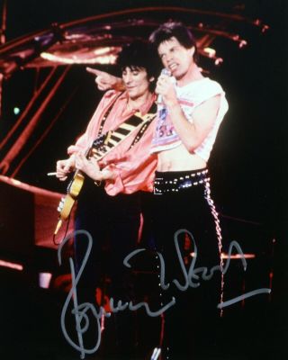 Rolling Stones - Autographed Signed By Ron Wood - Pictured On Stage W/mick - 90s - Rska
