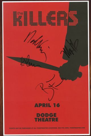 The Killers Autographed Concert Poster Mark Stoermer,  Brandon Flowers