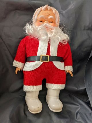 Vintage Santa Clause Doll Plastic 13 Inch Festive Christmas