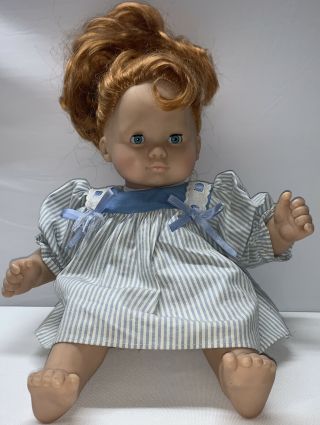 Gotz Puppe Vinyl And Cloth Baby Girl Play Doll 16 " Red Hair Doll Sleep Eyes