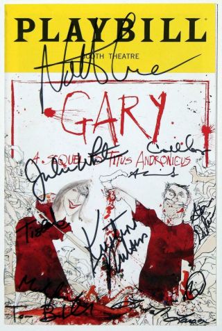 Gary: A Sequel To Titus Andronicus Full Cast Nathan Lane Signed Playbill