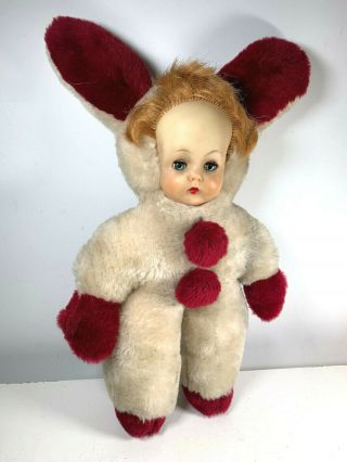 Vtg 19 " Soft Plush Toy Rubber Face Girl Bunny Rabbit Costume Gund Rushton Style