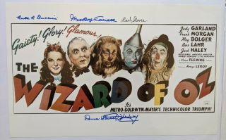 Wizard Of Oz Munchkin 11x17 Signed (4) Mickey Carroll,  Karl Slover & More Jsa