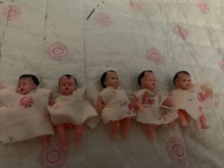 Rare Vintage Dionne Quintuplets In Home Made Box.