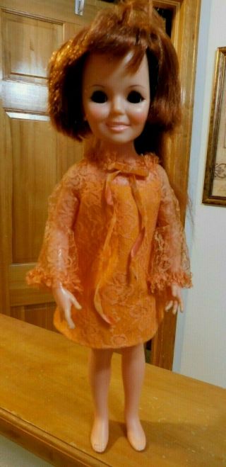 Vintage 1969 Ideal Crissy Doll - Red Growing Hair In Dress And Panty