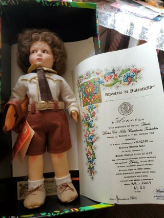 1986 13 " Felt Lenci Doll Little Boy Aldo In Outfit With Certificate