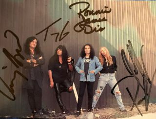 Ronnie James Dio 4x6 Signed Band Photo & Signed Cd Cover