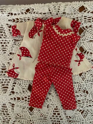 Vintage Vogue Jill Doll 1958 Red White Robe & Pajama Set Outfits 3304 & 3305