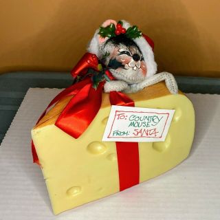 Annalee Doll 1992 Christmas 7 " Country Mouse In A Block Of Cheese For Santa 7756