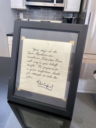 Michael Crawford Signed Prop Letter From Phantom Of The Opera Production