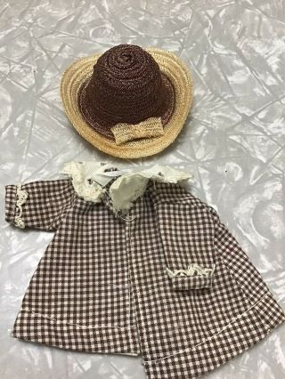 Vintage Tagged Vogue Ginny Doll Coat Dress & Hat Brown White Checked (l)