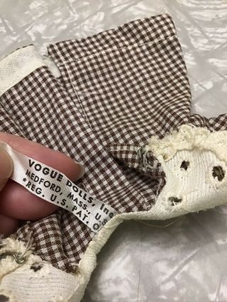 Vintage Tagged Vogue Ginny Doll Coat Dress & Hat Brown White Checked (L) 2