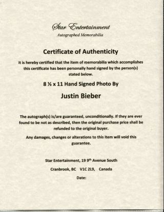 JUSTIN BIEBER AUTOGRAPHED SEXY PHOTO HAND SIGN W,  ROCK STAR SINGER 0 TATTOOS 2