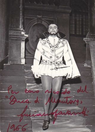 Luciano Pavarotti Tenor Opera Singer Verdi Rigoletto Palermo 1966 Photo Signed