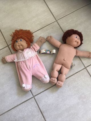 Vintage Cabbage Patch Boy And Girl Doll Set Of 2 Hasbro