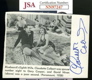Claudette Colbert Jsa Signed Photo Autograph