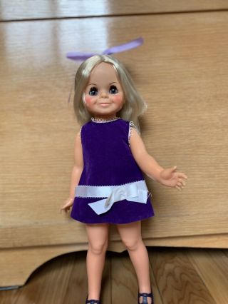 Vintage Ideal Velvet Crissy Family Doll 1970 Purple Dress 15 Inches