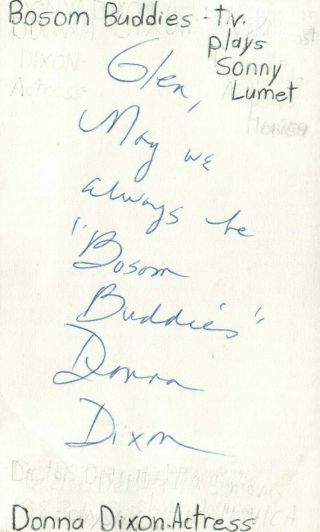 Donna Dixon Actress Sonny In Bosom Buddies Tv Show Autographed Signed Index Card