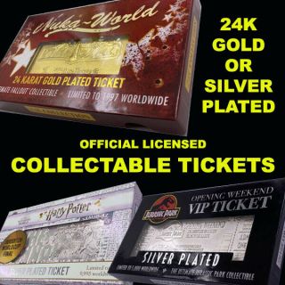 Range Of Collectable Official Licensed 24k Gold Plated Silver Tickets Film Gift