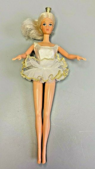 Vintage Mattel 1976 Ballerina Barbie Doll 9093 Gold Crown White Tutu No Shoes