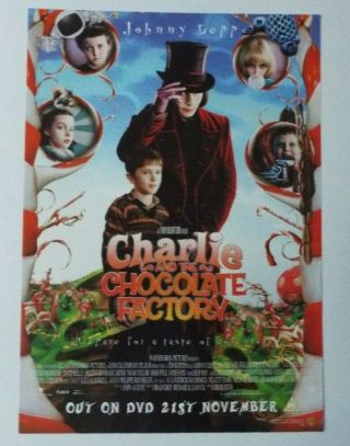 Charlie And The Chocolate Factory Promo Dvd / Video Shop Movie Poster