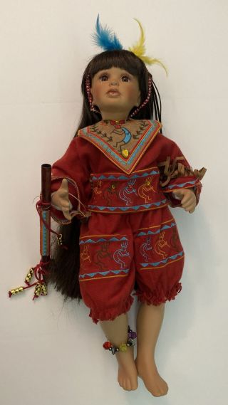 Kelly J.  Rubert Doll 044 Native American Indian Doll 2001 Flute Danbury M.