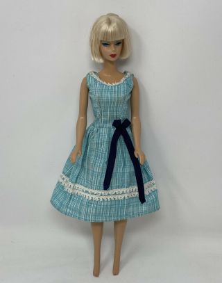 Vintage Barbie Clone Doll Clothes Outfit Turquoise Dress With Bow