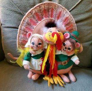 Vintage Annalee 2006 10.  5” Let’s Talk Turkey Thanksgiving Turkey Pilgrim Mouse