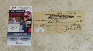 Jack Haley Signed Check 1933 The Tin Man From The Wizard Of Oz Jsa Authentic