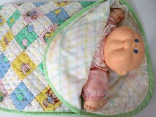 Vintage 1983 Coleco Cabbage Patch Kids Quilted Carrier W/ Cpk Preemie Doll