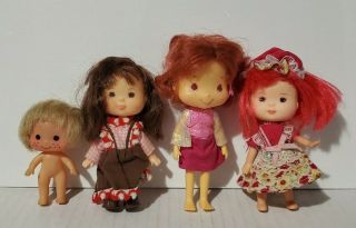 Bandai Strawberry Shortcake,  3 Vintage Hong Kong Clone Dolls 1 Stamped Ag Toys