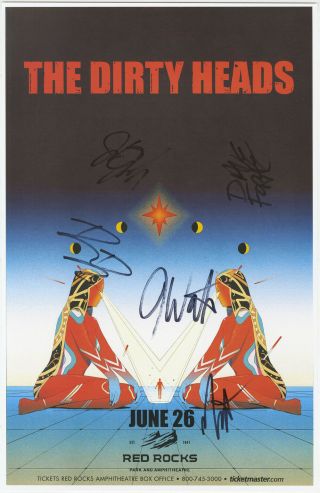 The Dirty Heads Autographed Concert Poster 2018 Jared Watson,  Dustin Bushnell