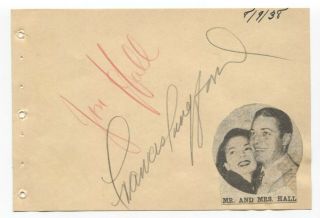 Jon Hall And Frances Langford Signed Album Page Vintage Autographed Signature