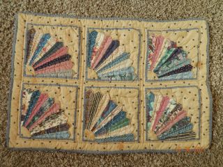 Vintage Handmade Patchwork Fan Quilt For Doll Bed,  Sweet