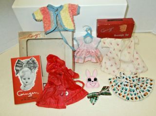 Vintage Cosmopolitan 8 " Ginger Doll Misc.  Clothes,  Overnight Set & Box 1950s