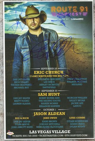 Jason Aldean Autographed Gig Poster Route 91 Harvest Vegas 2017 Big & Rich