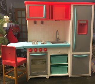 My Life As Kitchen Set For 18 " Dolls Stool Refrigerator Sink Oven Furniture
