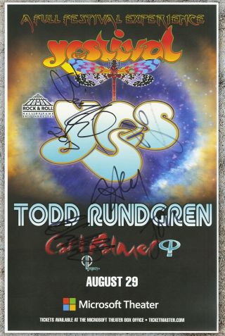 Yes Autographed Gig Poster Steve Howe,  Alan White,  Geoff Downes,  Billy Sherwood