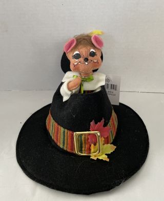 Annalee Thanksgiving Mouse In Pilgrim Hat Centerpiece Decor