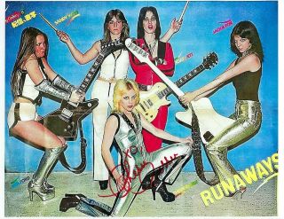 Great Rare Picture Of The Runaways Signed By Singer Cherie Currie