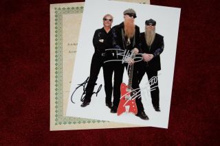 Zz Top Photograph Handsigned 8 X 10,  With